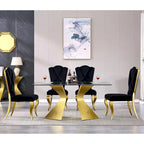 Table de salle à manger en verre de 160 cm, table de salle à manger moderne pour 4-6 personnes avec plateau rectangulaire en verre trempé et pieds en métal