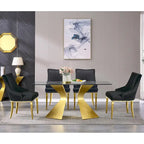 Table de salle à manger en verre de 160 cm, table de salle à manger moderne pour 4-6 personnes avec plateau rectangulaire en verre trempé et pieds en métal