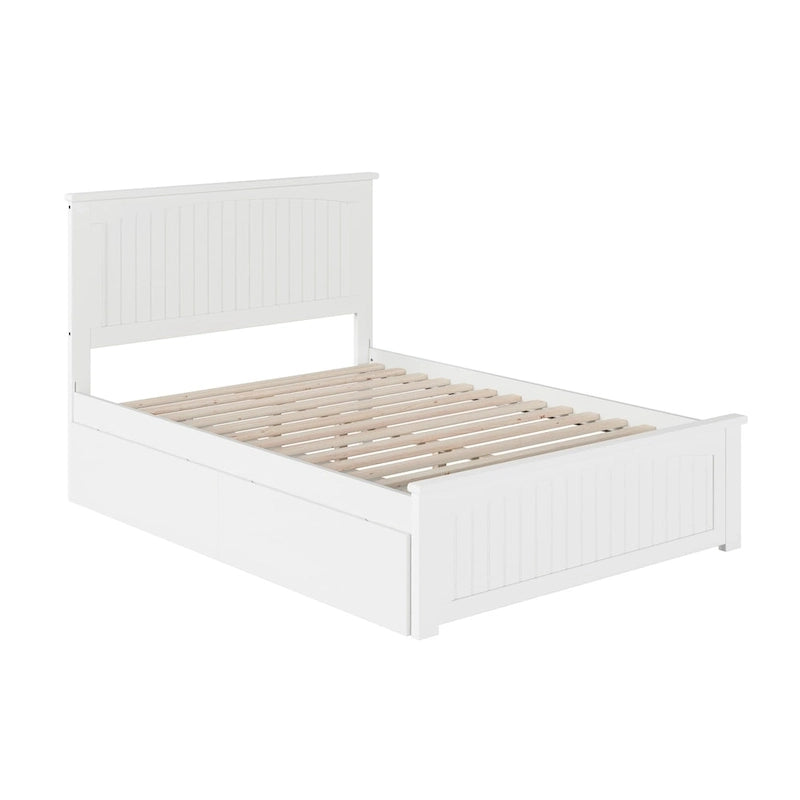 Lit plateforme complet avec 2 tiroirs de rangement blancs