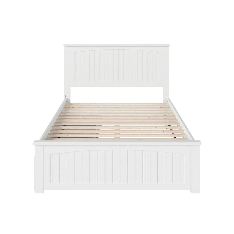 Lit plateforme complet avec 2 tiroirs de rangement blancs