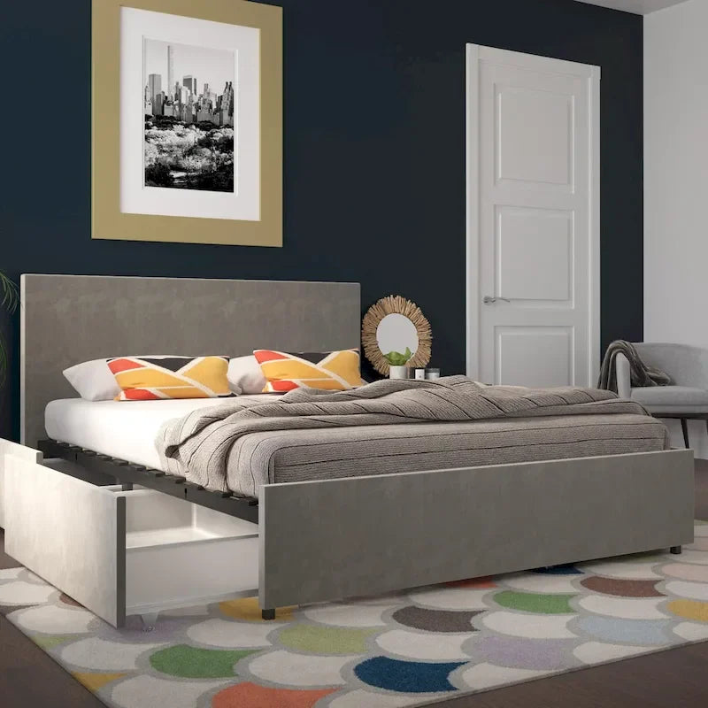 The  Kelly Upholstered Bed with Storage Drawers