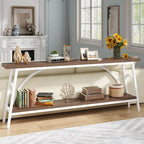 Table console extra longue de 70,8 pouces, tables de canapé étroites avec 2 étagères de rangement