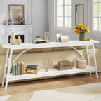 70.8 Extra Long Console Table, Narrow Sofa Tables with 2 Tier Storage Shelves
