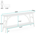 Table console extra longue de 70,8 pouces, tables de canapé étroites avec 2 étagères de rangement