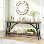 Table console extra longue de 70,8 pouces, tables de canapé étroites avec 2 étagères de rangement