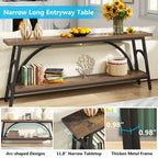 Table console extra longue de 70,8 pouces, tables de canapé étroites avec 2 étagères de rangement