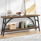 Table console extra longue de 70,8 pouces, tables de canapé étroites avec 2 étagères de rangement