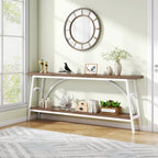 Table console extra longue de 70,8 pouces, tables de canapé étroites avec 2 étagères de rangement