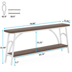Table console extra longue de 70,8 pouces, tables de canapé étroites avec 2 étagères de rangement