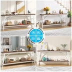 Table console extra longue de 70,8 pouces, tables de canapé étroites avec 2 étagères de rangement