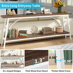Table console extra longue de 70,8 pouces, tables de canapé étroites avec 2 étagères de rangement