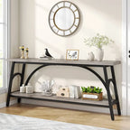 Table console extra longue de 70,8 pouces, tables de canapé étroites avec 2 étagères de rangement