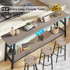 Table console extra longue de 70,8 pouces, tables de canapé étroites avec 2 étagères de rangement