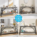 Table console extra longue de 70,8 pouces, tables de canapé étroites avec 2 étagères de rangement