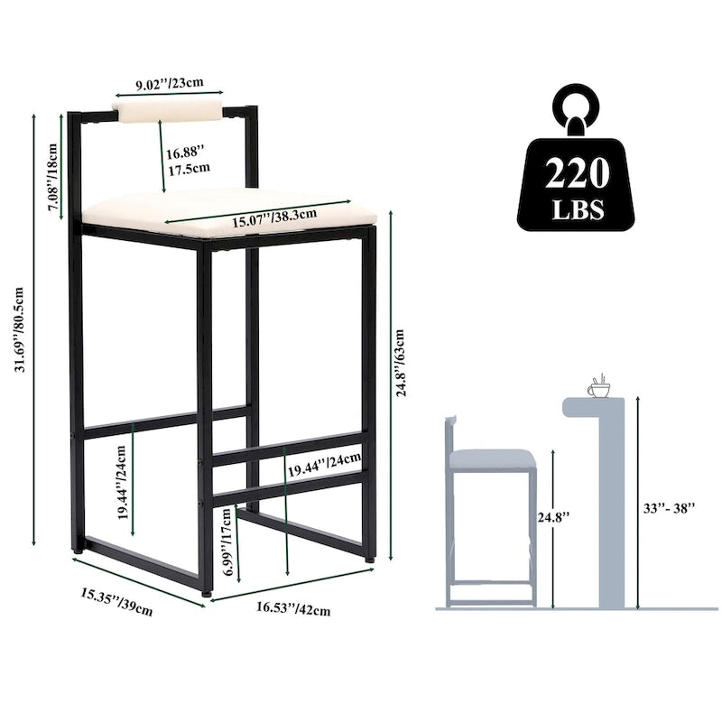 Tabourets de bar modernes Chaises de salle à manger avec repose-pieds pour cuisine