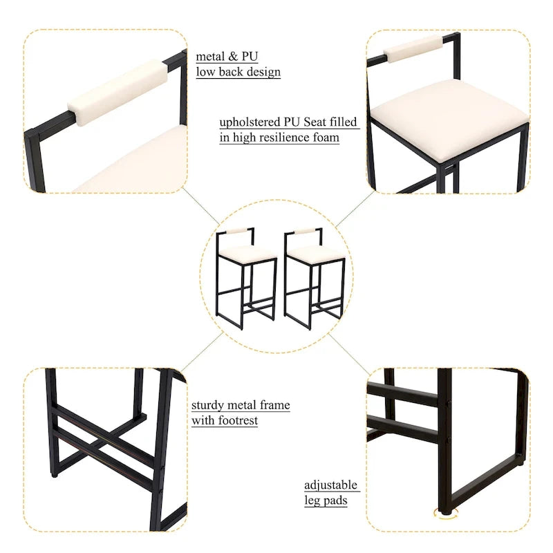 Tabourets de bar modernes Chaises de salle à manger avec repose-pieds pour cuisine