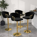 Lot de 4 tabourets de bar réglables capitonnés avec dossier