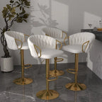 Lot de 4 tabourets de bar réglables capitonnés avec dossier