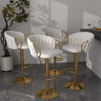 Set of 4 Adjustable Tufted Bar Stools with Backs