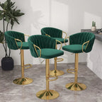 Lot de 4 tabourets de bar réglables capitonnés avec dossier