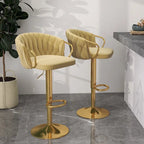 Lot de 4 tabourets de bar réglables capitonnés avec dossier