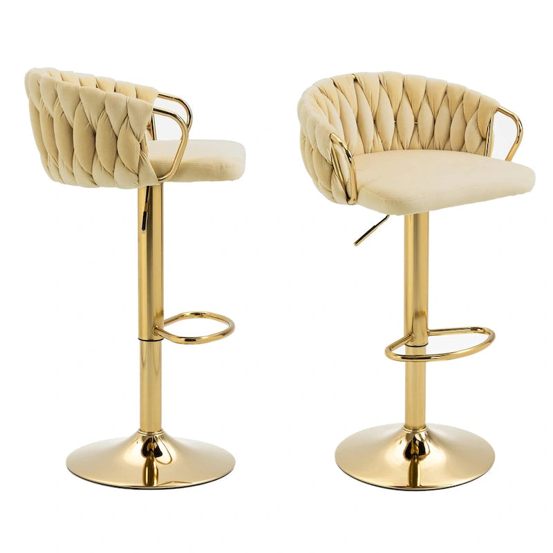Lot de 4 tabourets de bar réglables capitonnés avec dossier