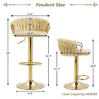 Lot de 4 tabourets de bar réglables capitonnés avec dossier
