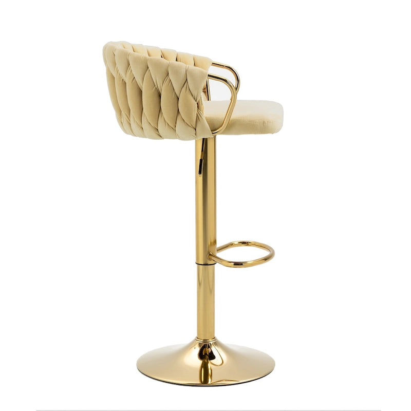 Lot de 4 tabourets de bar réglables capitonnés avec dossier