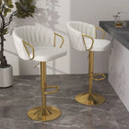 Lot de 4 tabourets de bar réglables capitonnés avec dossier