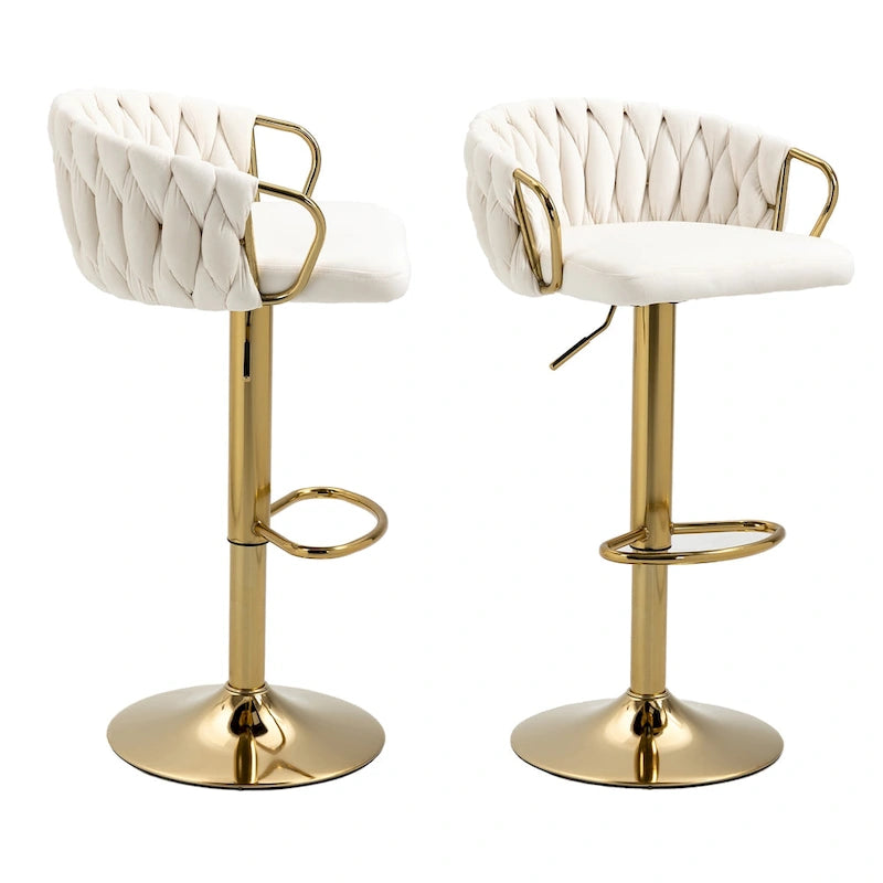 Lot de 4 tabourets de bar réglables capitonnés avec dossier
