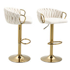 Lot de 4 tabourets de bar réglables capitonnés avec dossier