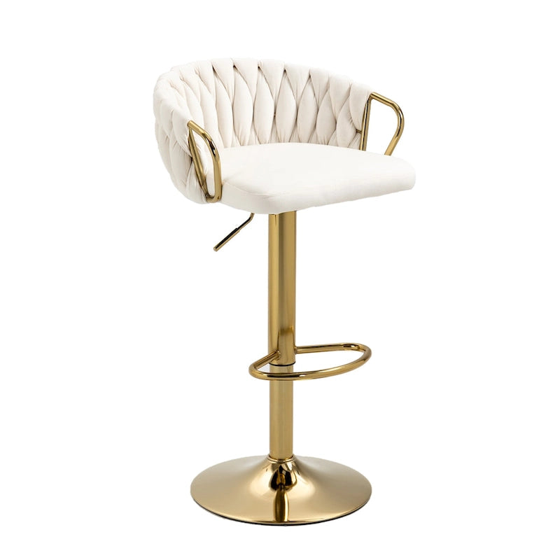 Lot de 4 tabourets de bar réglables capitonnés avec dossier