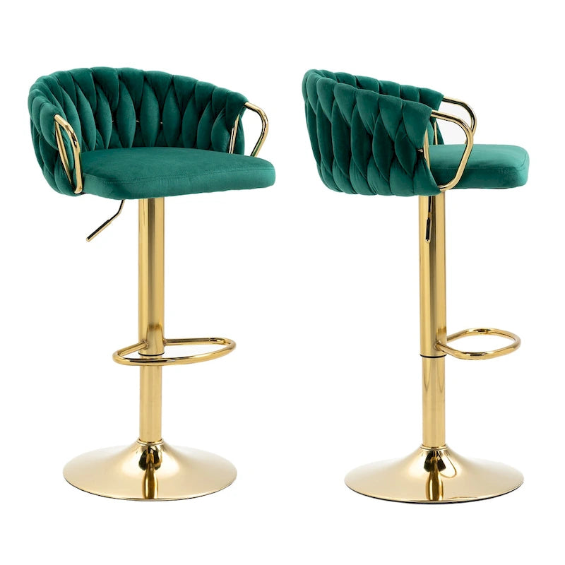 Lot de 4 tabourets de bar réglables capitonnés avec dossier
