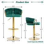 Lot de 4 tabourets de bar réglables capitonnés avec dossier