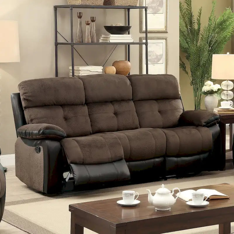 Ferg Transitional Brown Champion Fabric Reclining Sofa by 