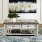 Ensemble de table de salon Heartland Antique White 3 pièces avec table basse et tables d'appoint