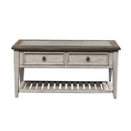 Ensemble de table de salon Heartland Antique White 3 pièces avec table basse et tables d'appoint
