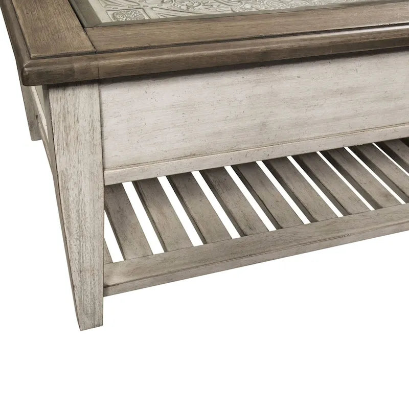 Ensemble de table de salon Heartland Antique White 3 pièces avec table basse et tables d'appoint