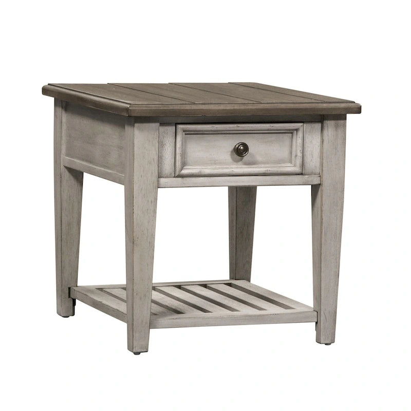 Ensemble de table de salon Heartland Antique White 3 pièces avec table basse et tables d'appoint