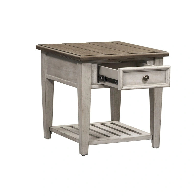 Ensemble de table de salon Heartland Antique White 3 pièces avec table basse et tables d'appoint