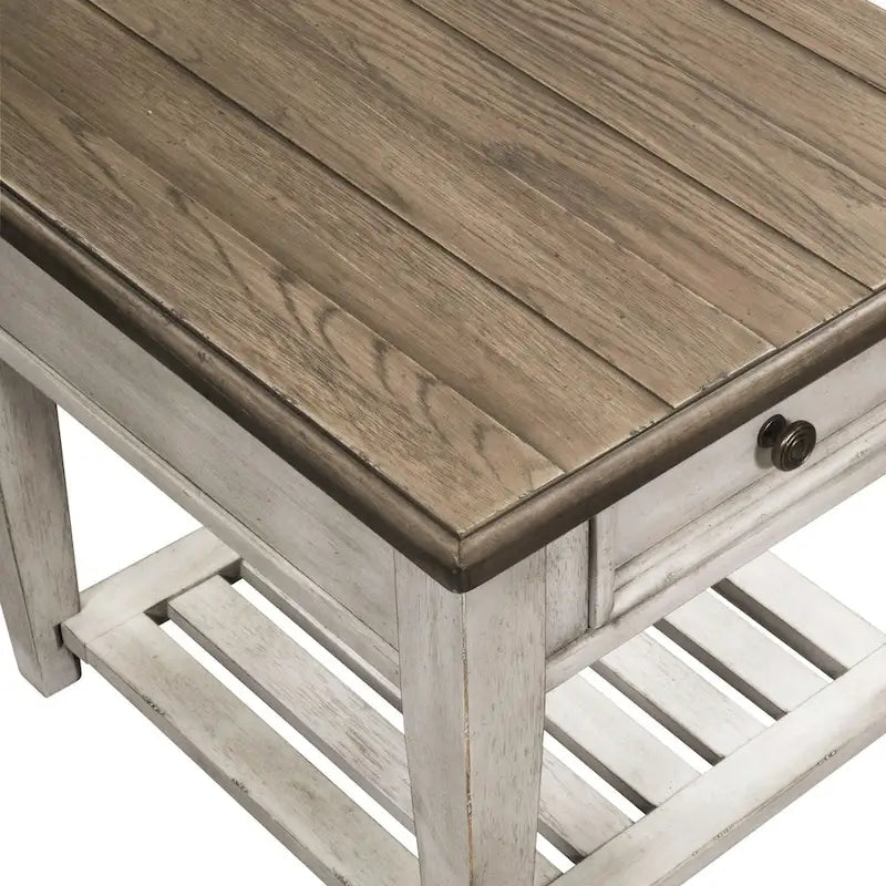 Ensemble de table de salon Heartland Antique White 3 pièces avec table basse et tables d'appoint