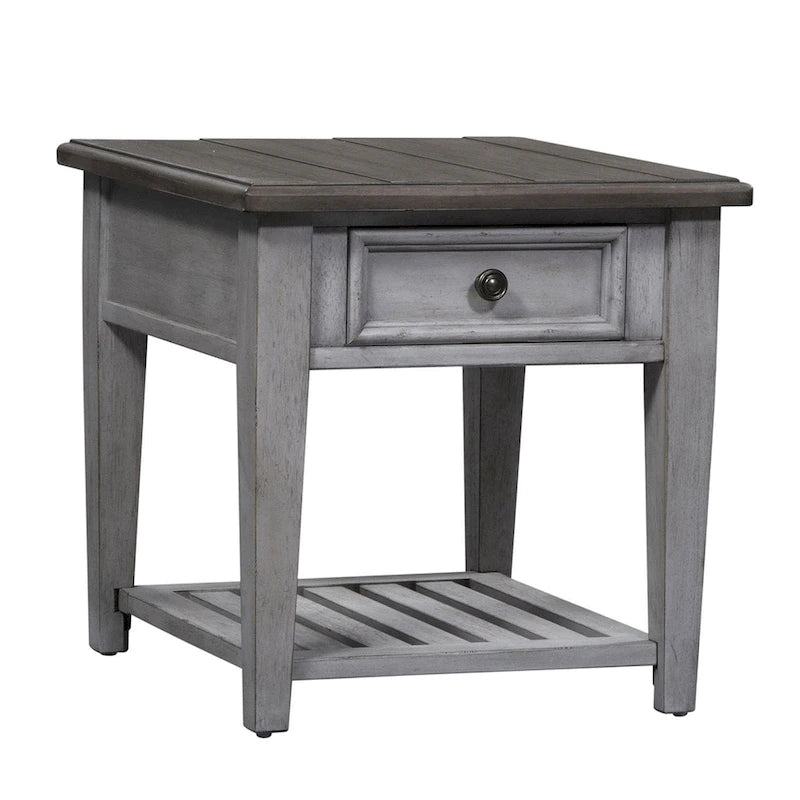 Ensemble de table de salon Heartland Antique White 3 pièces avec table basse et tables d'appoint