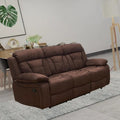  Microfiber 3-Seat Recliner Loveseat Manual Reclining Couch for Small Living Room Dining Room Sofa Set, Brown - N/A
