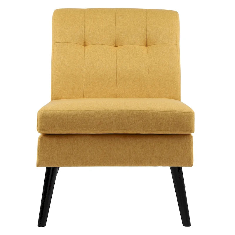 Chaise d'appoint capitonnée en bois massif de style Mid-Century Modern pour salon, séjour