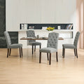 Lot de 4 chaises de salle à manger capitonnées en tissu avec clous décoratifs