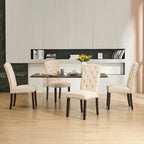 Lot de 4 chaises de salle à manger capitonnées en tissu avec clous décoratifs