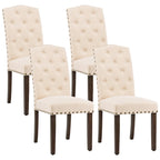 Lot de 4 chaises de salle à manger capitonnées en tissu avec clous décoratifs