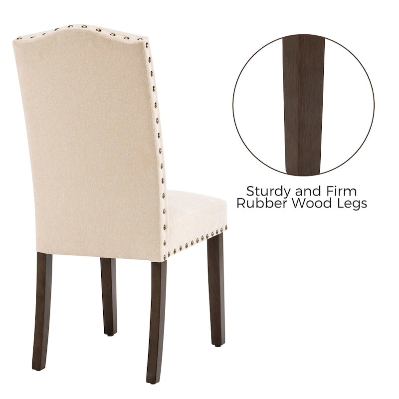 Lot de 4 chaises de salle à manger capitonnées en tissu avec clous décoratifs