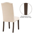 Lot de 4 chaises de salle à manger capitonnées en tissu avec clous décoratifs
