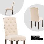 Lot de 4 chaises de salle à manger capitonnées en tissu avec clous décoratifs
